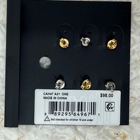 Coach two tone Gold and Silver Earrings set 6PC Stud Earring Set Heart, Star, C - Picture 3 of 5